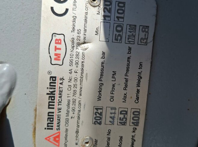 Inan Makina Hydraulikhammer MTB45D