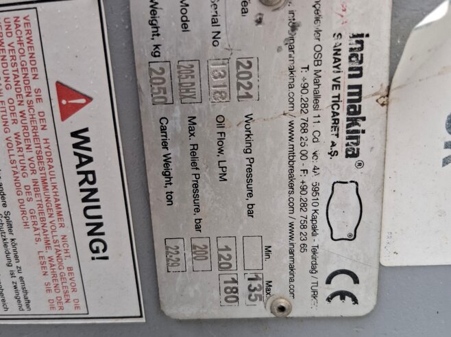 Inan Makina Hydraulikhammer MTB205DHX