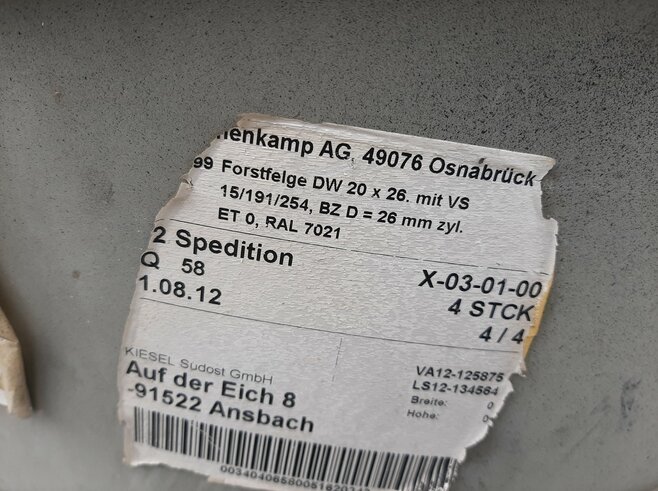 Hitachi Forstfelge DW20X26